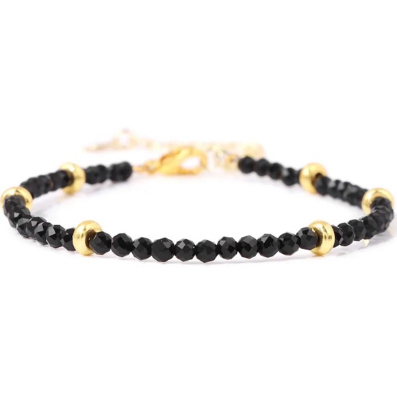 Jewelry - Elegant Black and Gold Beaded Bracelet